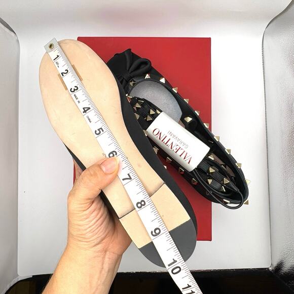 VALENTINO GARAVANI Black Rockstud Ballerina Flat Nero 38.5 - Picture 8 of 15